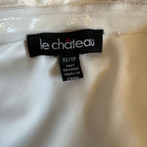 LE CHATEAU Strapless Cream & Floral Graphic Stretch Lined Dress XS - Picture 7 of 10